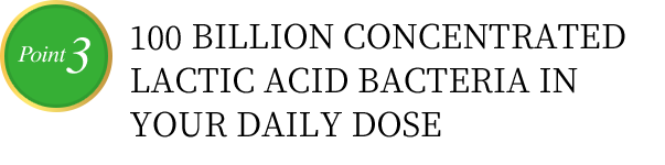 100 BILLION CONCENTRATED LACTIC ACID BACTERIA IN YOUR DAILY DOSE