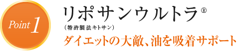 Point1 リポサンウルトラ（特許製法キトサン） ダイエットの大敵、油を吸着サポート