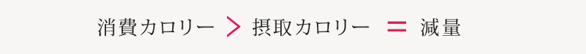 消費カロリー ＞ 摂取カロリー ＝ 減量