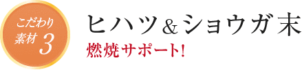 こだわり素材3 ヒハツ＆ショウガ末 燃焼サポート！