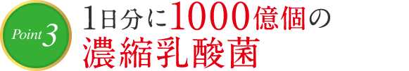 Point3 1日分に1000億個の濃縮乳酸菌